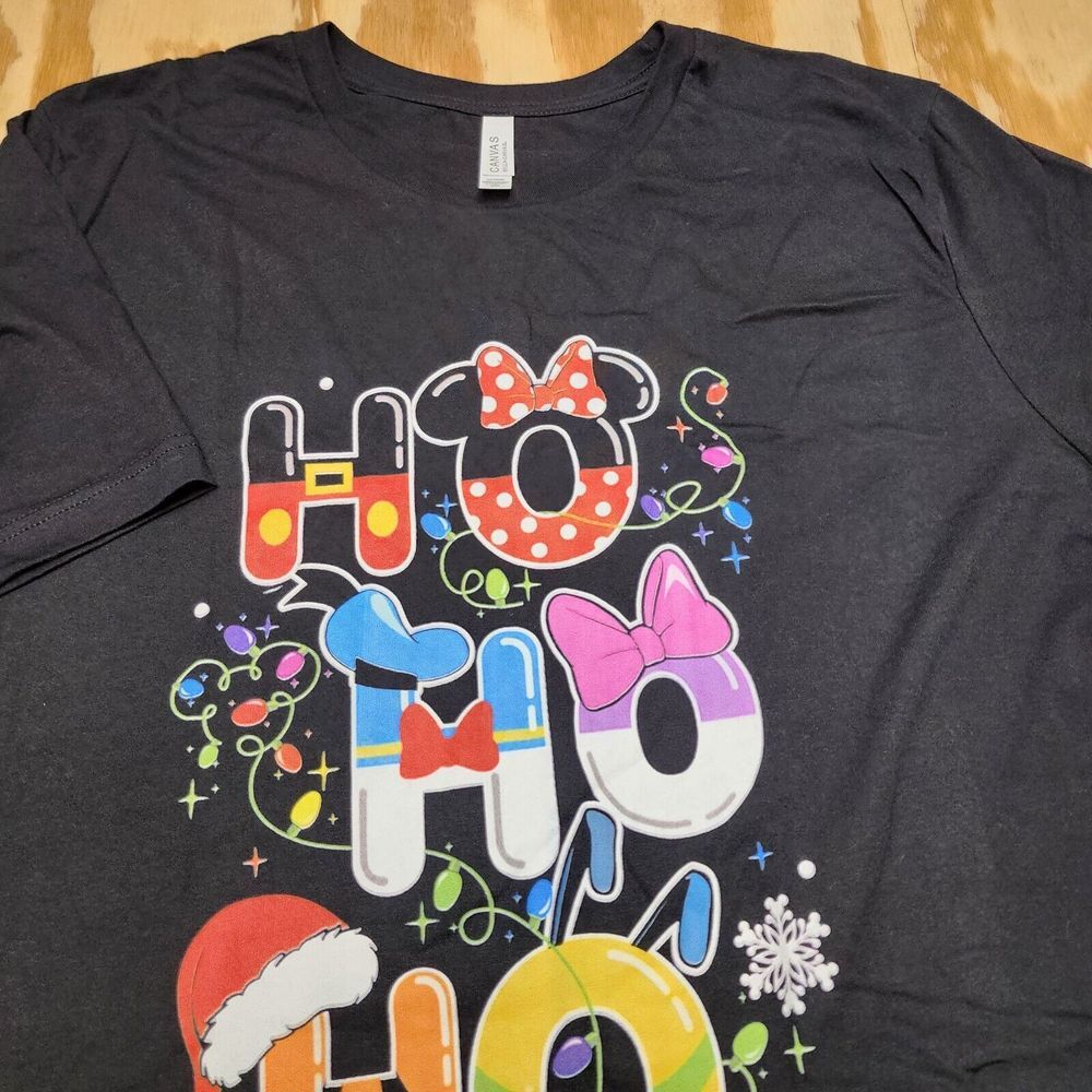 Bella Canvas Womens Christmas 2XL Tshirt Black "Ho Ho Ho" Disney Inspired Design